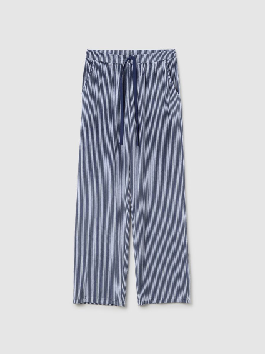 Pantaloni pigiama a righe multicolor con coulisse regolabile_0
