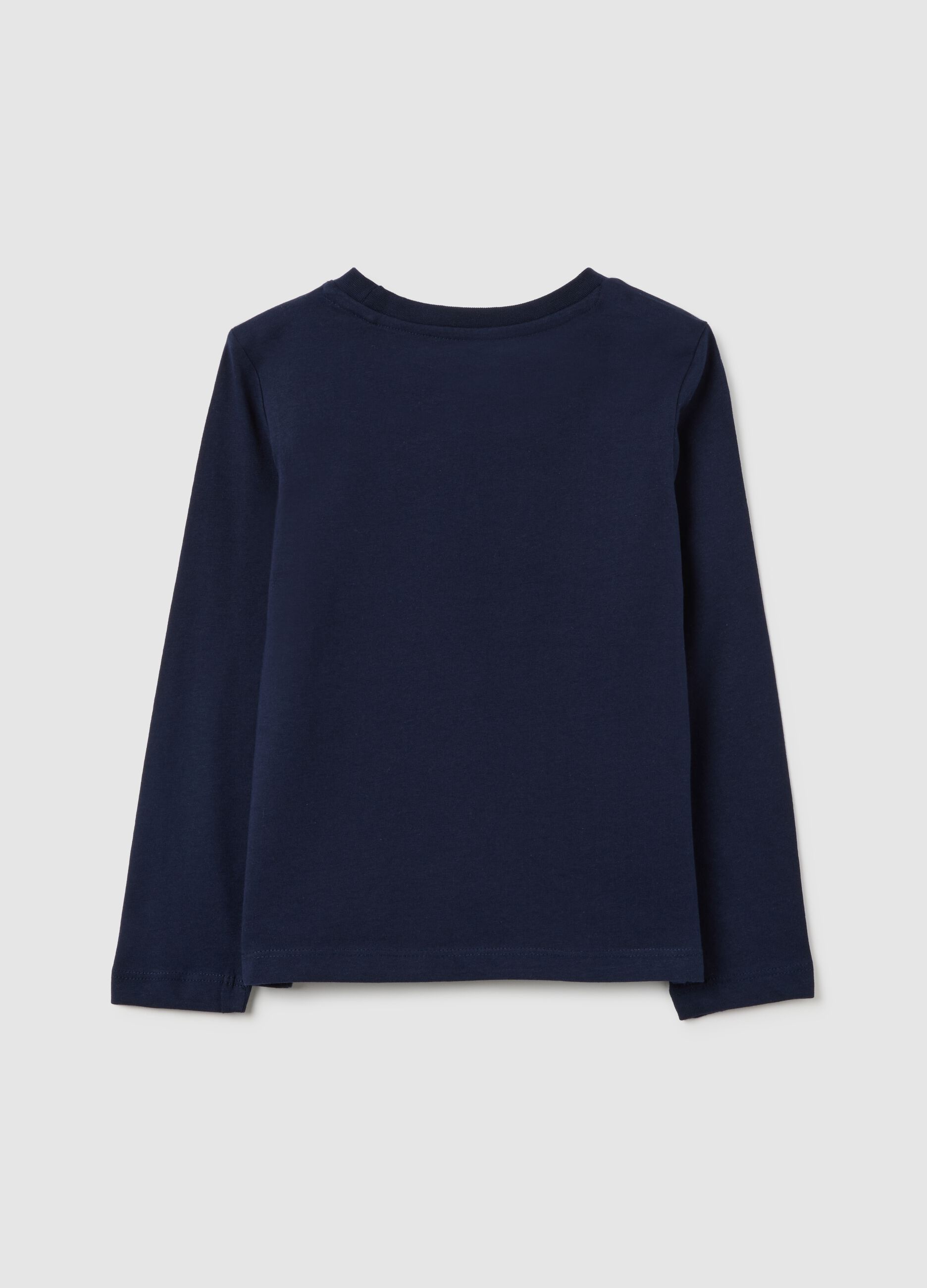 Girls' Regular Fit Blue Cotton T-Shirt with Print