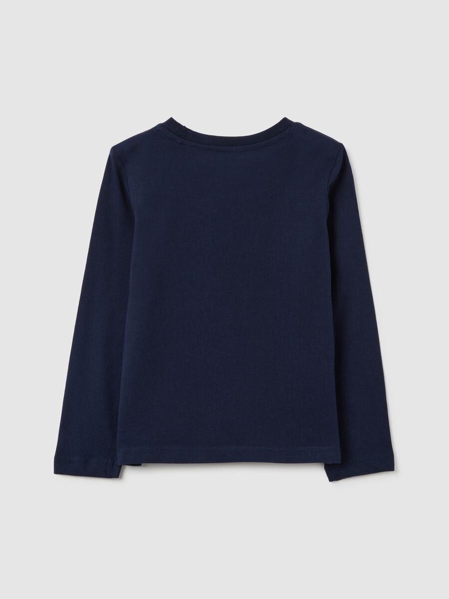 Girls' Regular Fit Blue Cotton T-Shirt with Print_1