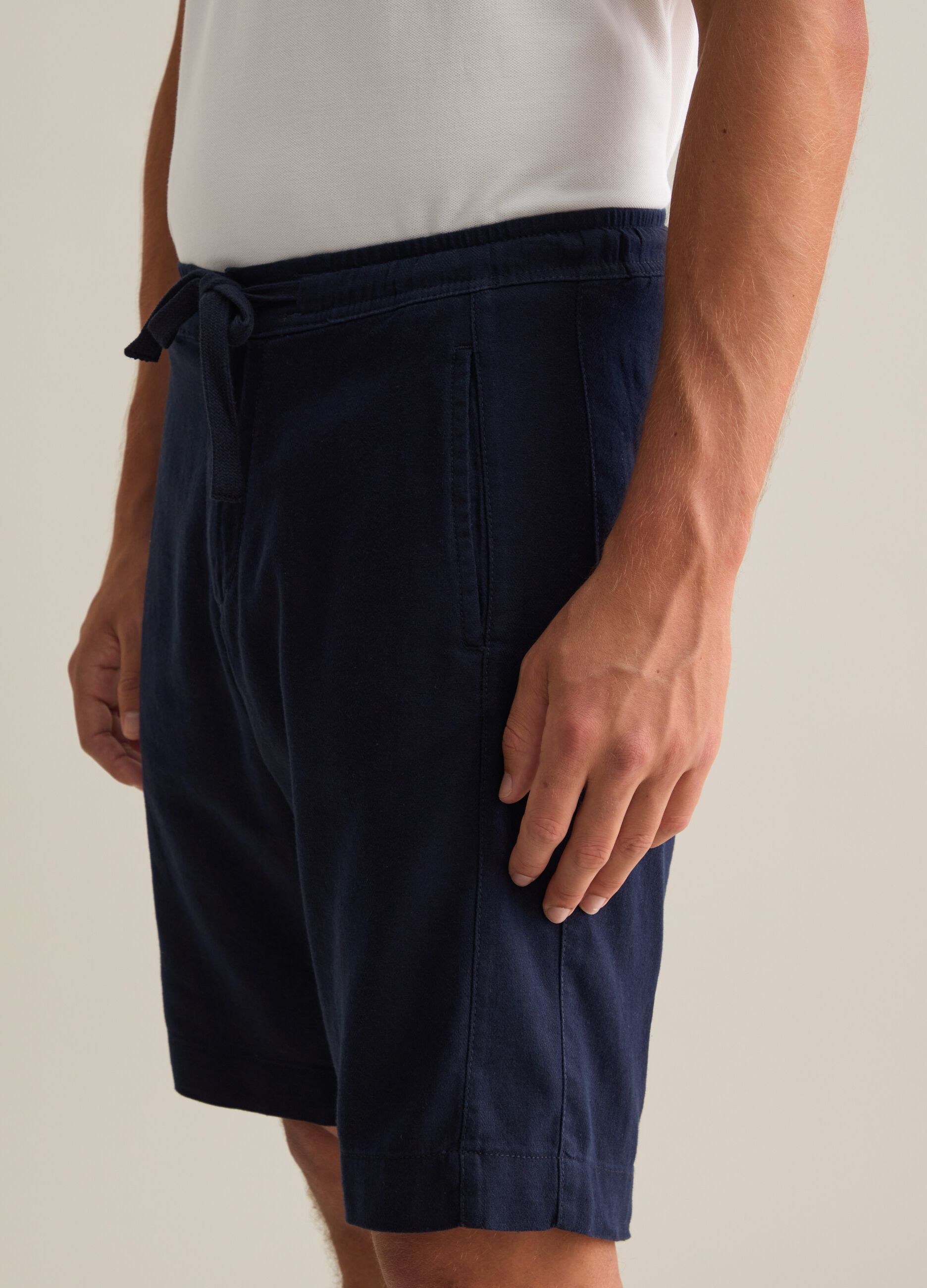 Pantaloncini da uomo in cotone blu regular fit