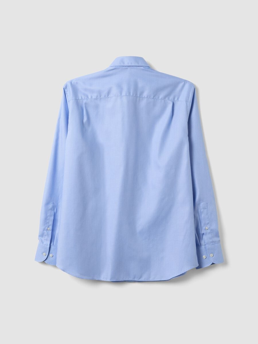 Light blue pure cotton shirt with French collar, easy-iron, regular fit_5