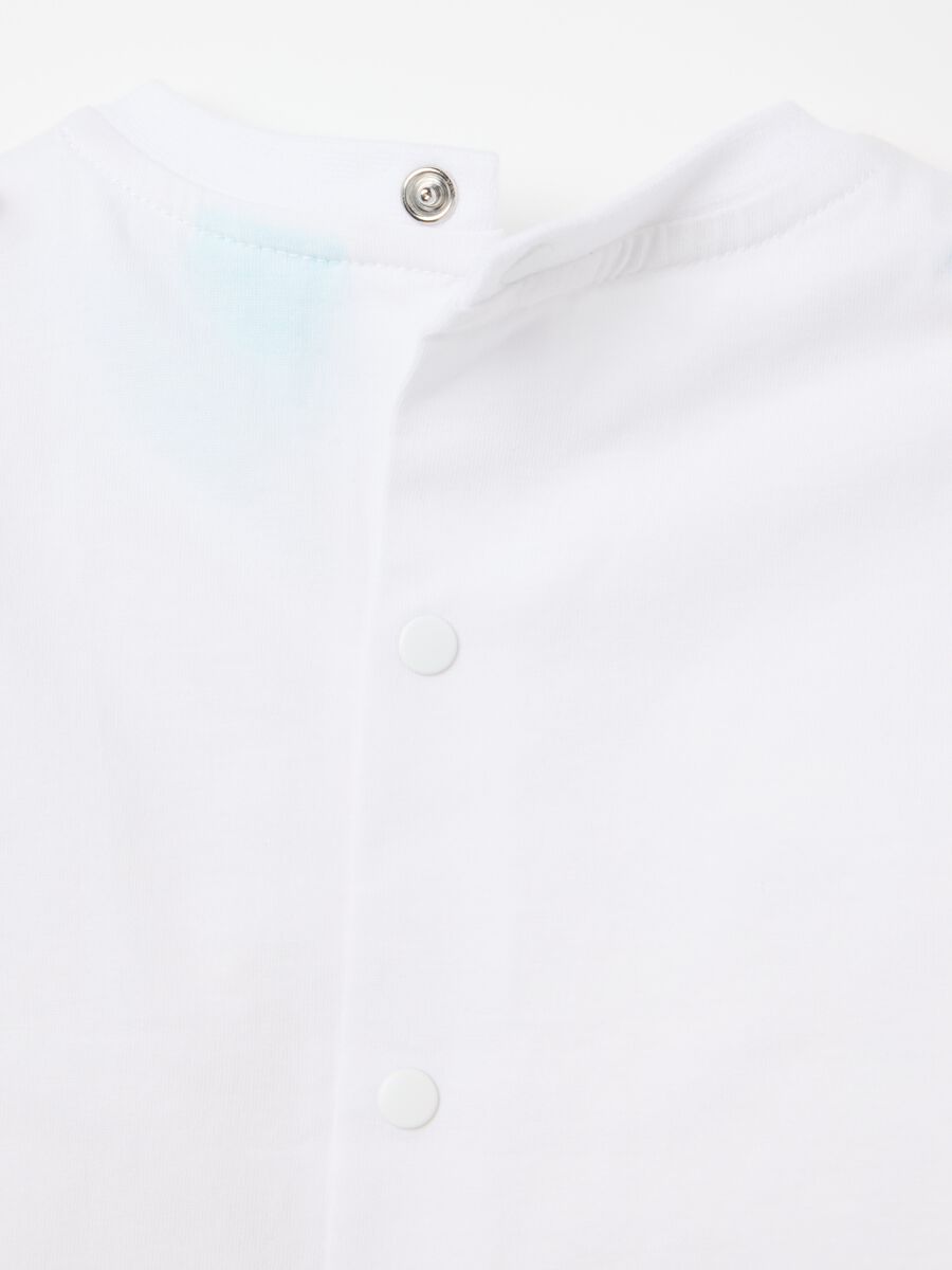 Unisex newborn outfit in 100% white cotton with elasticated waist_3