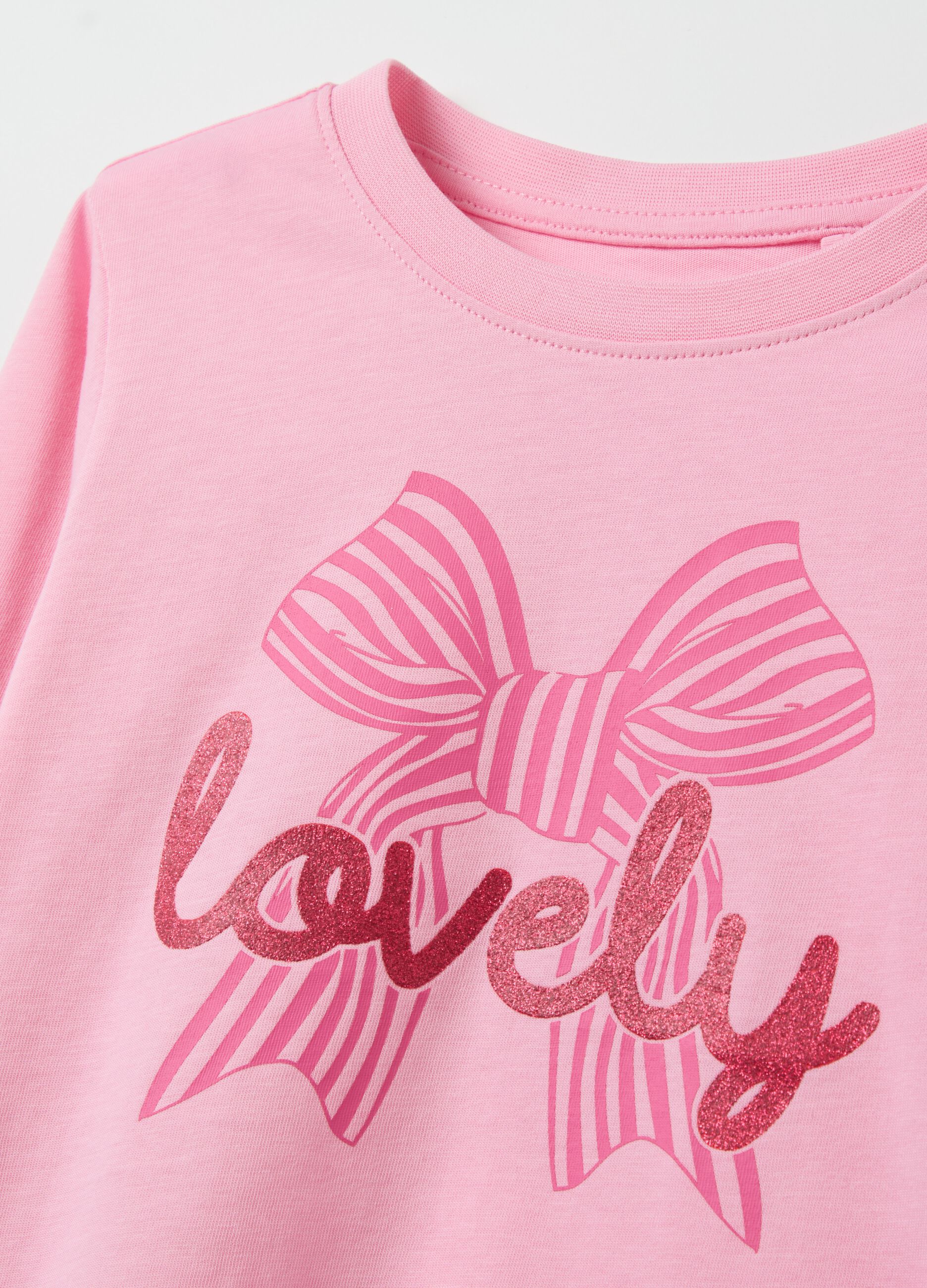 "Lovely" T-shirt with long sleeves in cotton