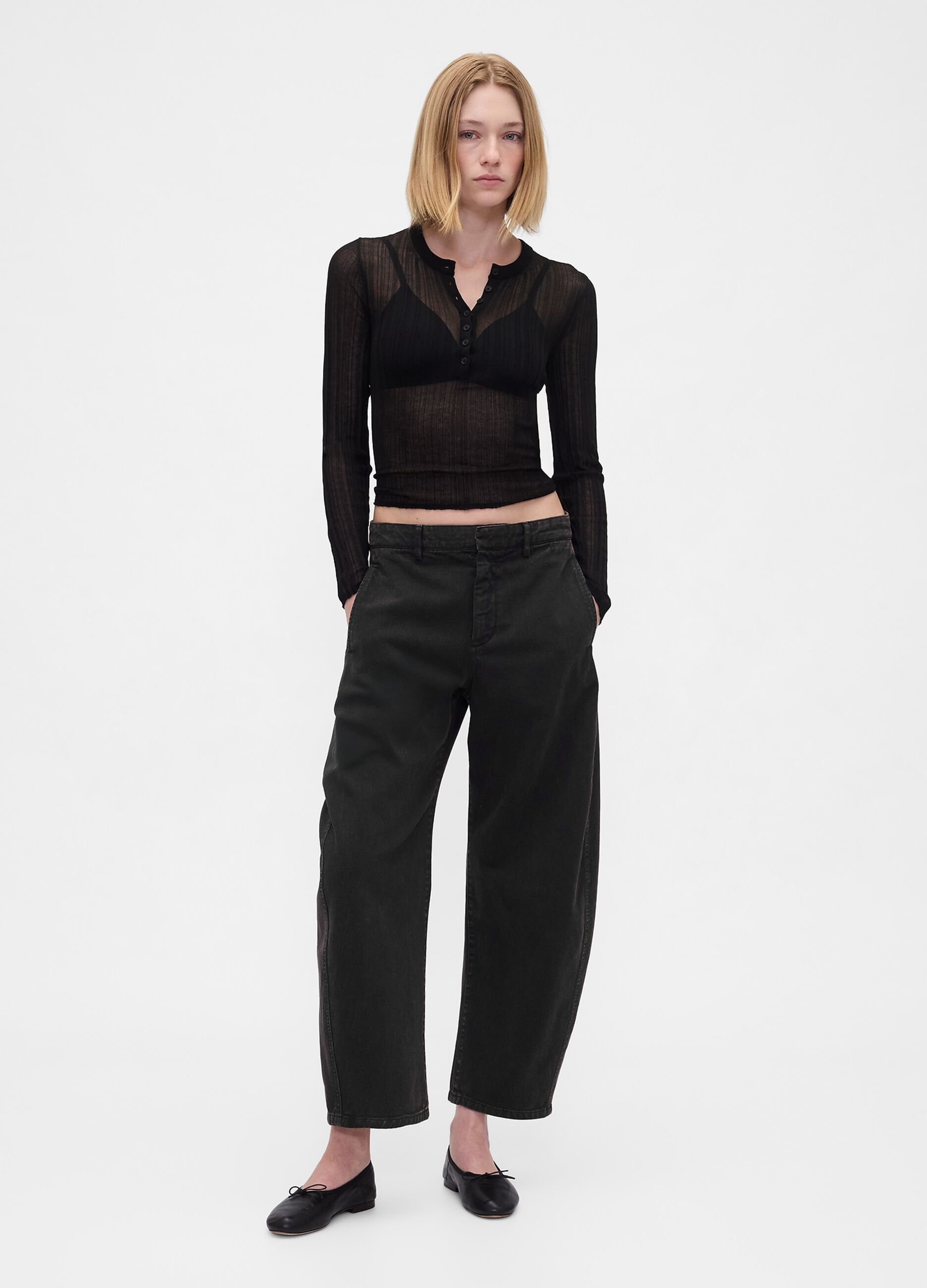Wide Black Cotton Trousers