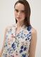 White pure cotton dress with floral print and V-neck, oversized fit_2