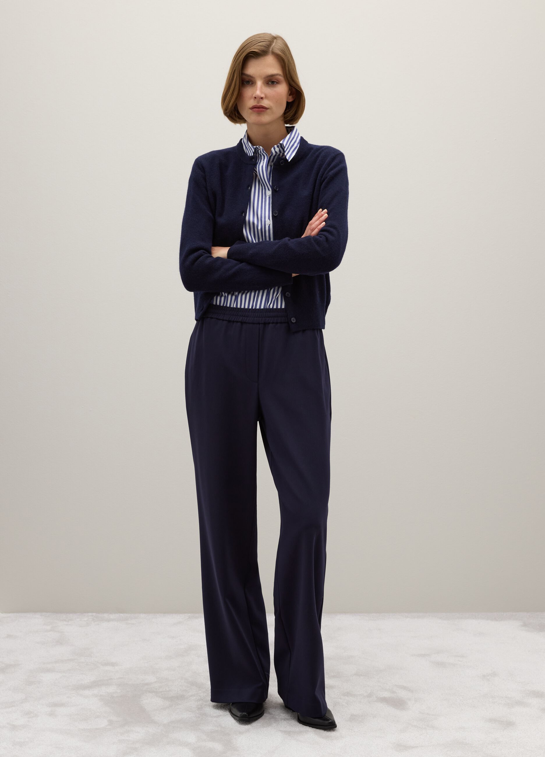 Blue Pure Wool Cardigan Regular Fit