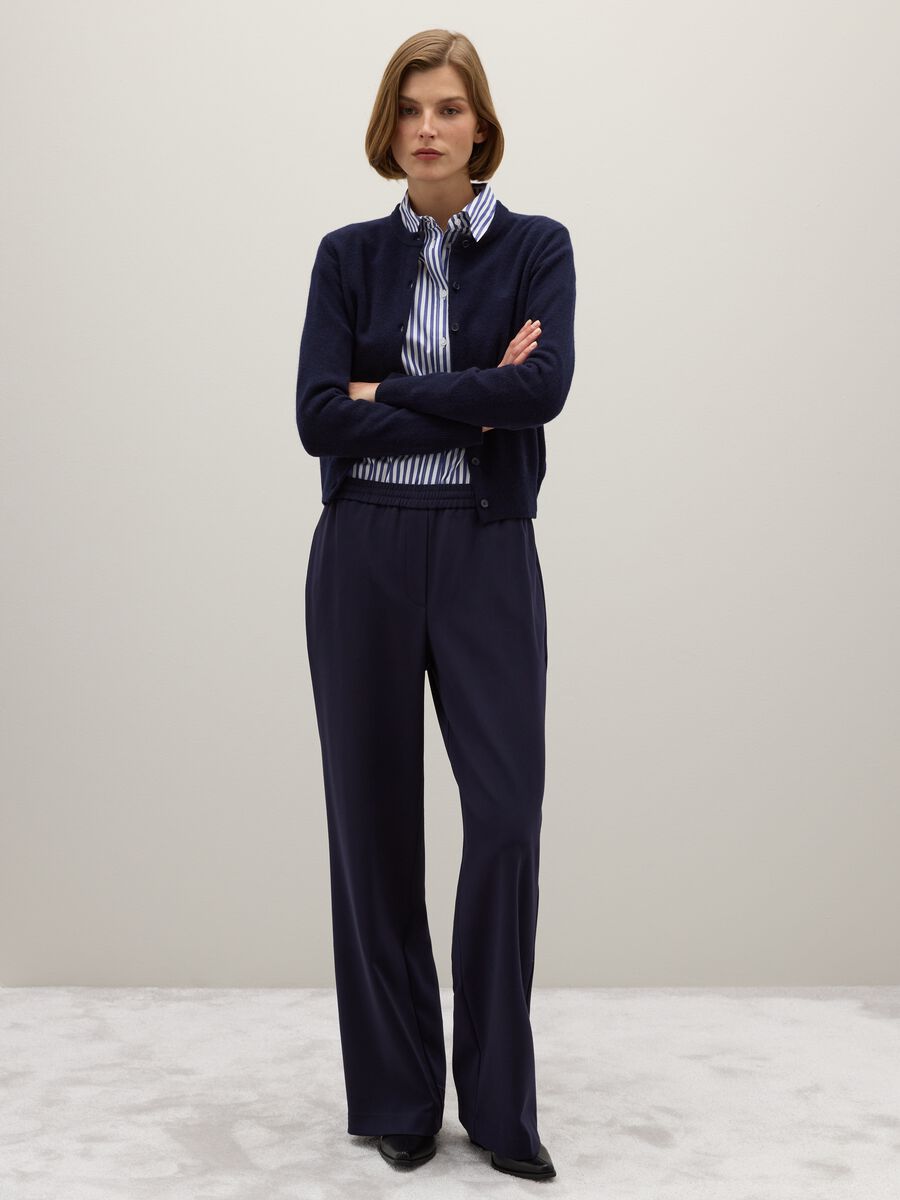 Cardigan in pura lana blu regular fit_1