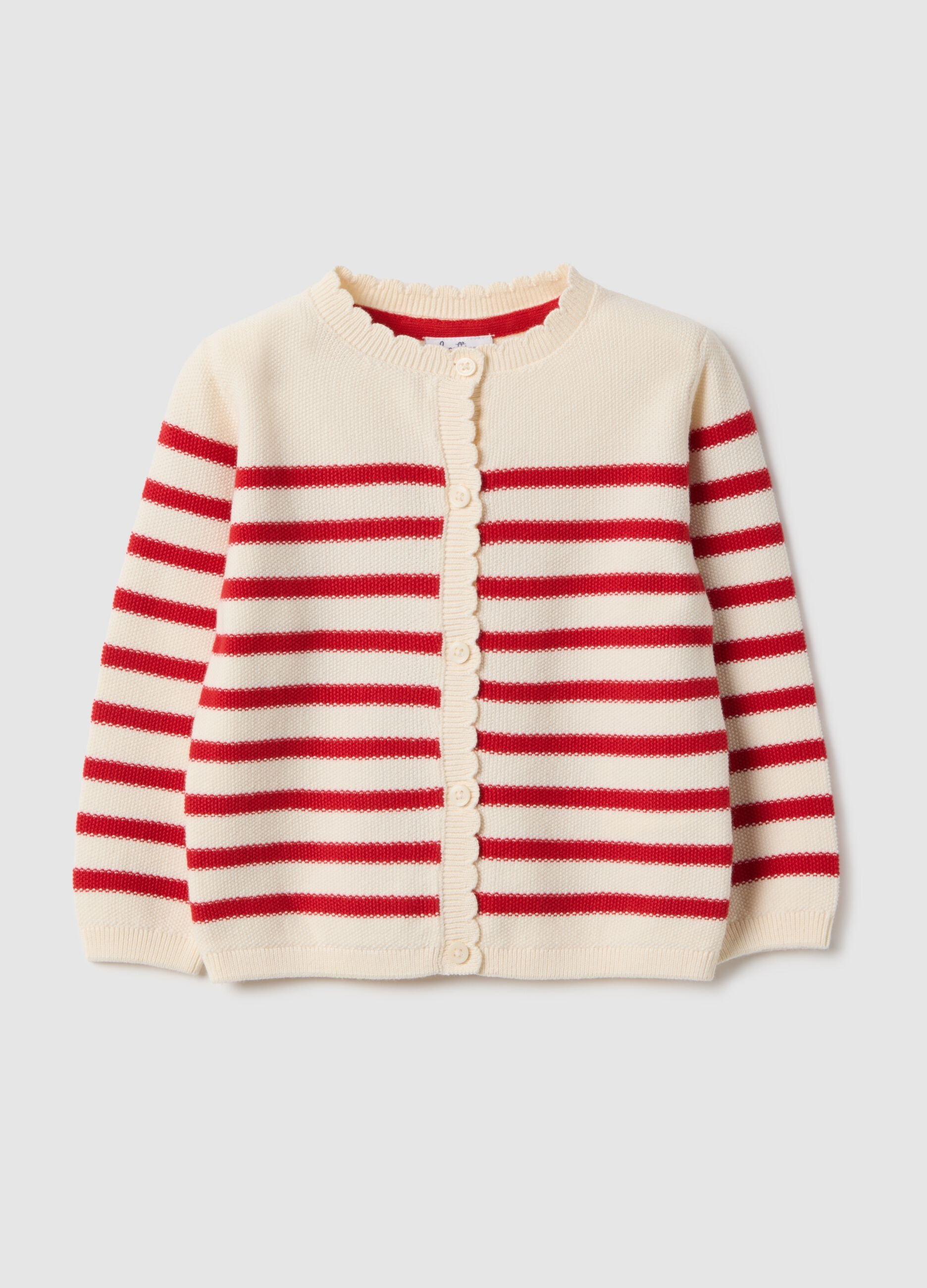 Girls' multicolour striped cardigan in pure cotton, regular fit