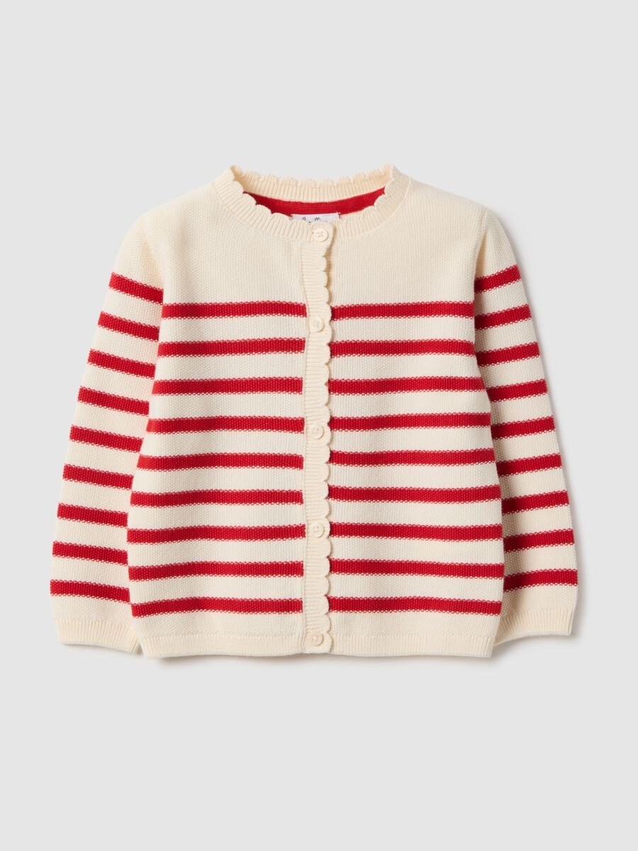Girls' multicolour striped cardigan in pure cotton, regular fit_0