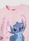 Girl's pink and blue cotton blend outfit with Stitch print_2