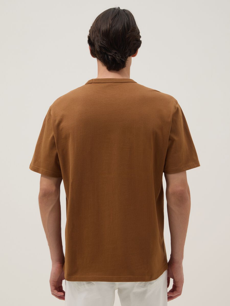 Relaxed fit brown cotton crew neck t-shirt_2