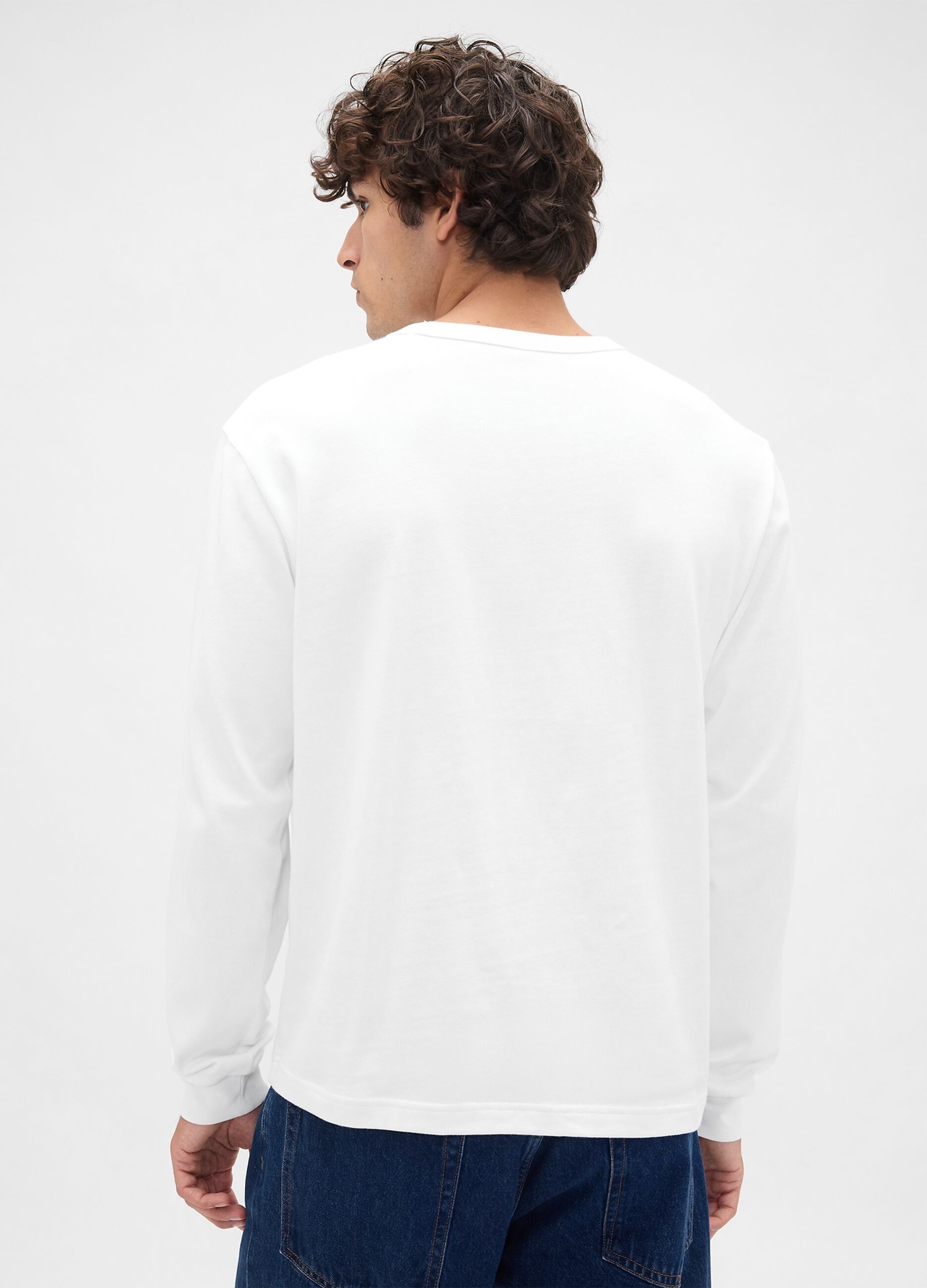 White Cotton Long Sleeve Top