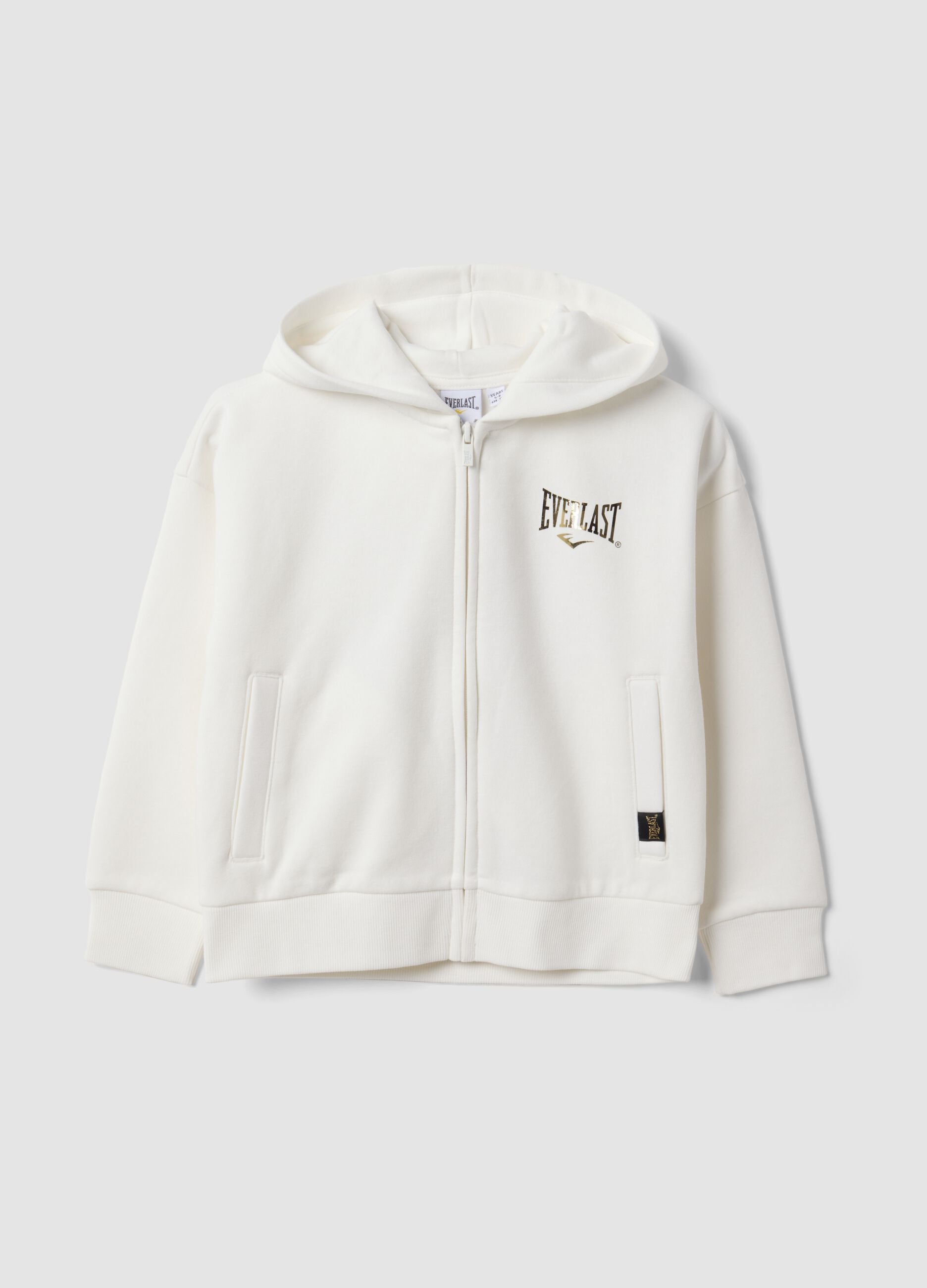 White cotton-blend hooded sweatshirt for girls