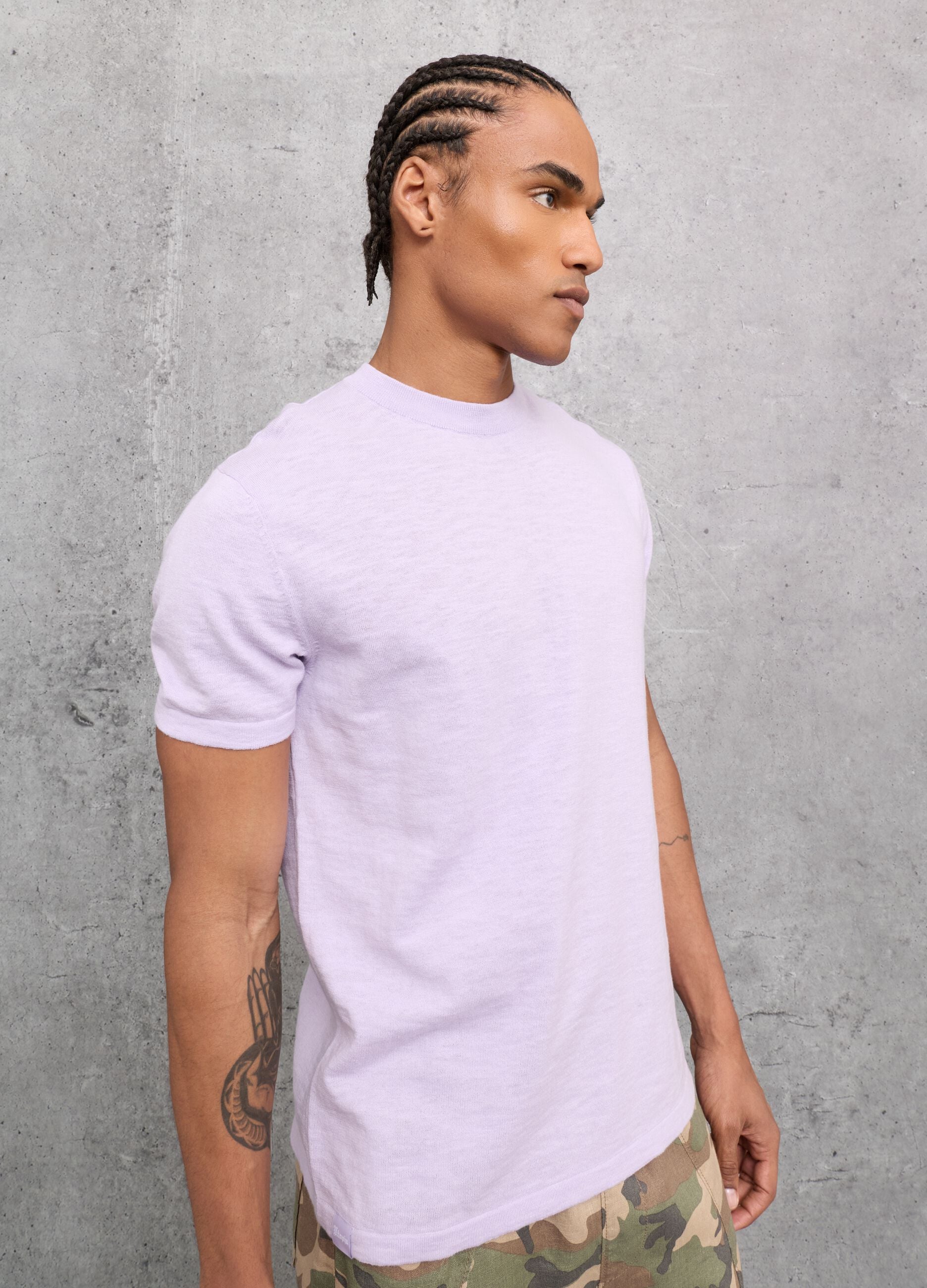 Pastel Lilac Knit T-Shirt