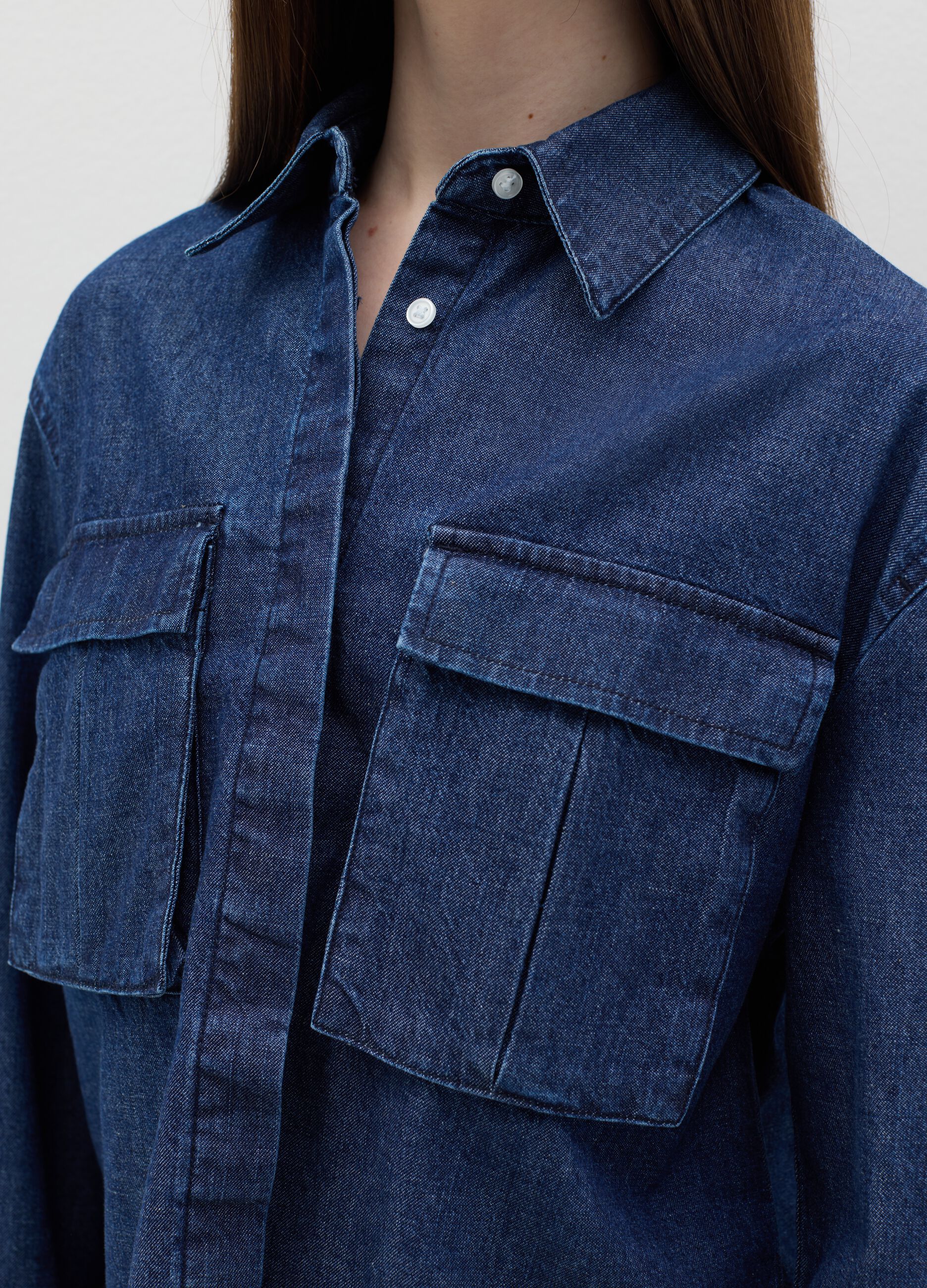 Boxy-fit shacket in denim