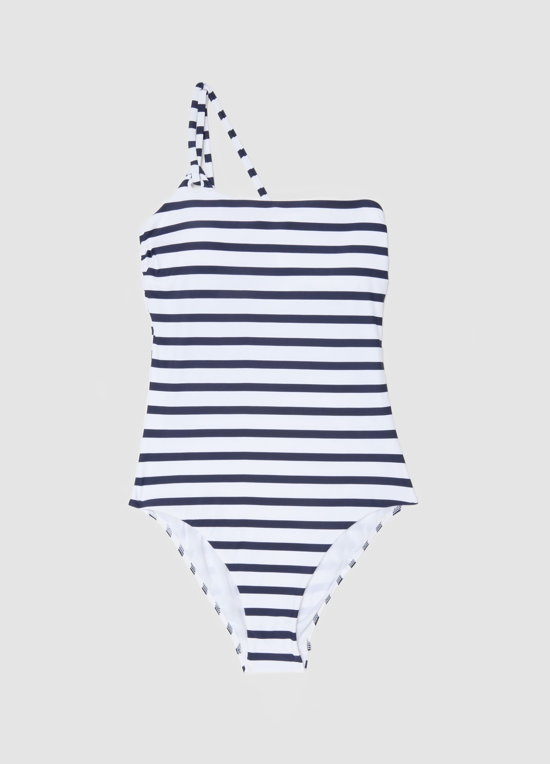 Blue striped stretch fabric swimsuit