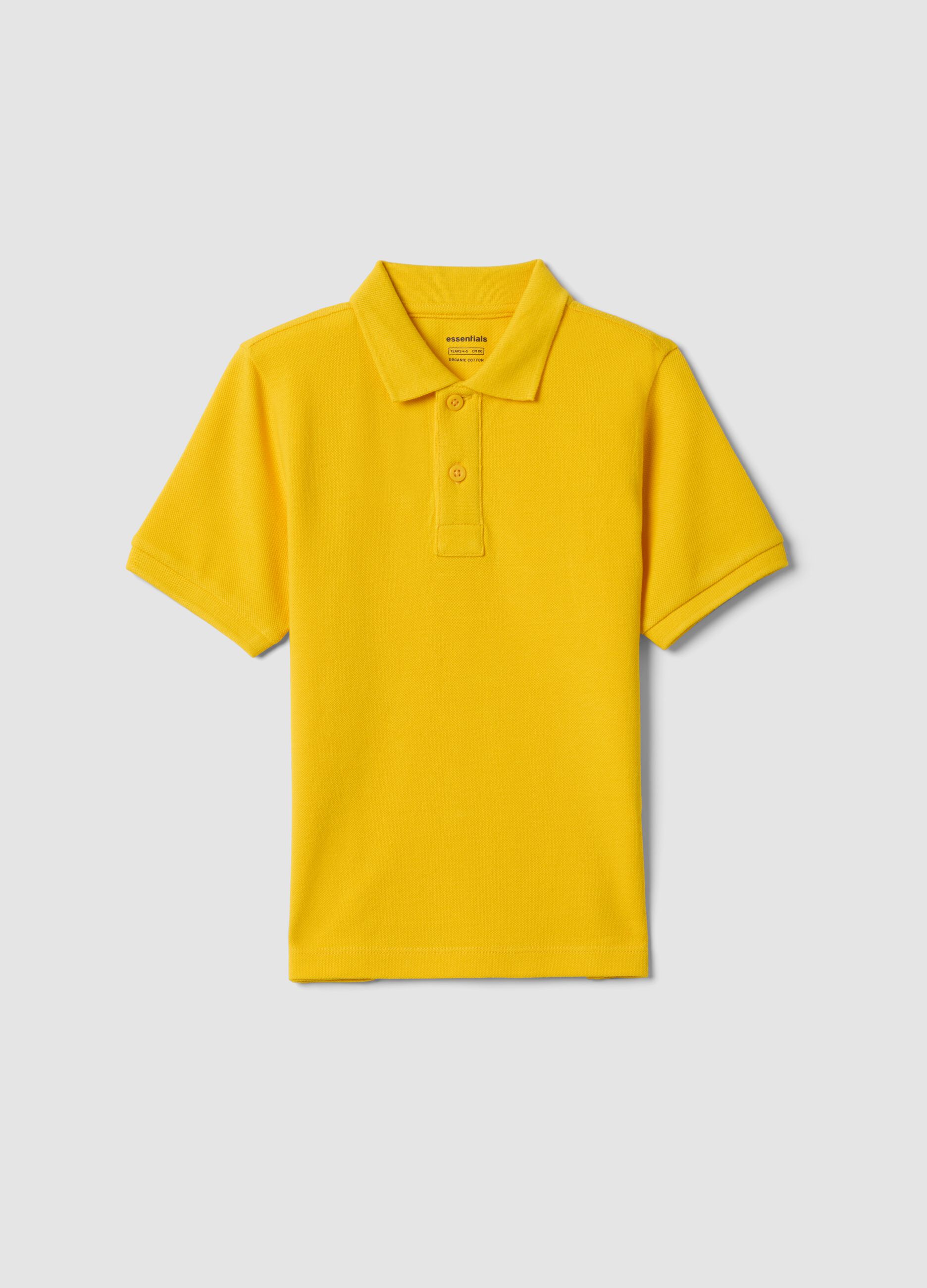 Yellow short-sleeve polo shirt in pure organic cotton for boys