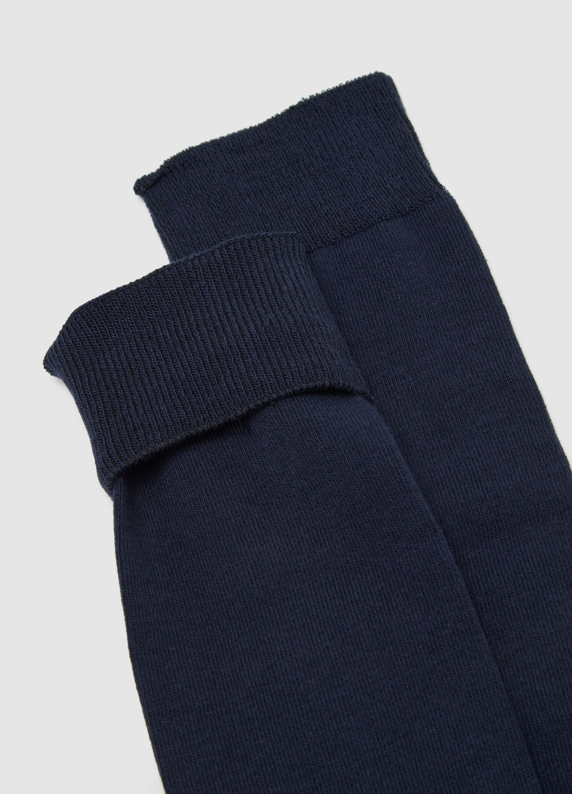 Twin pack of long blue cotton blend socks