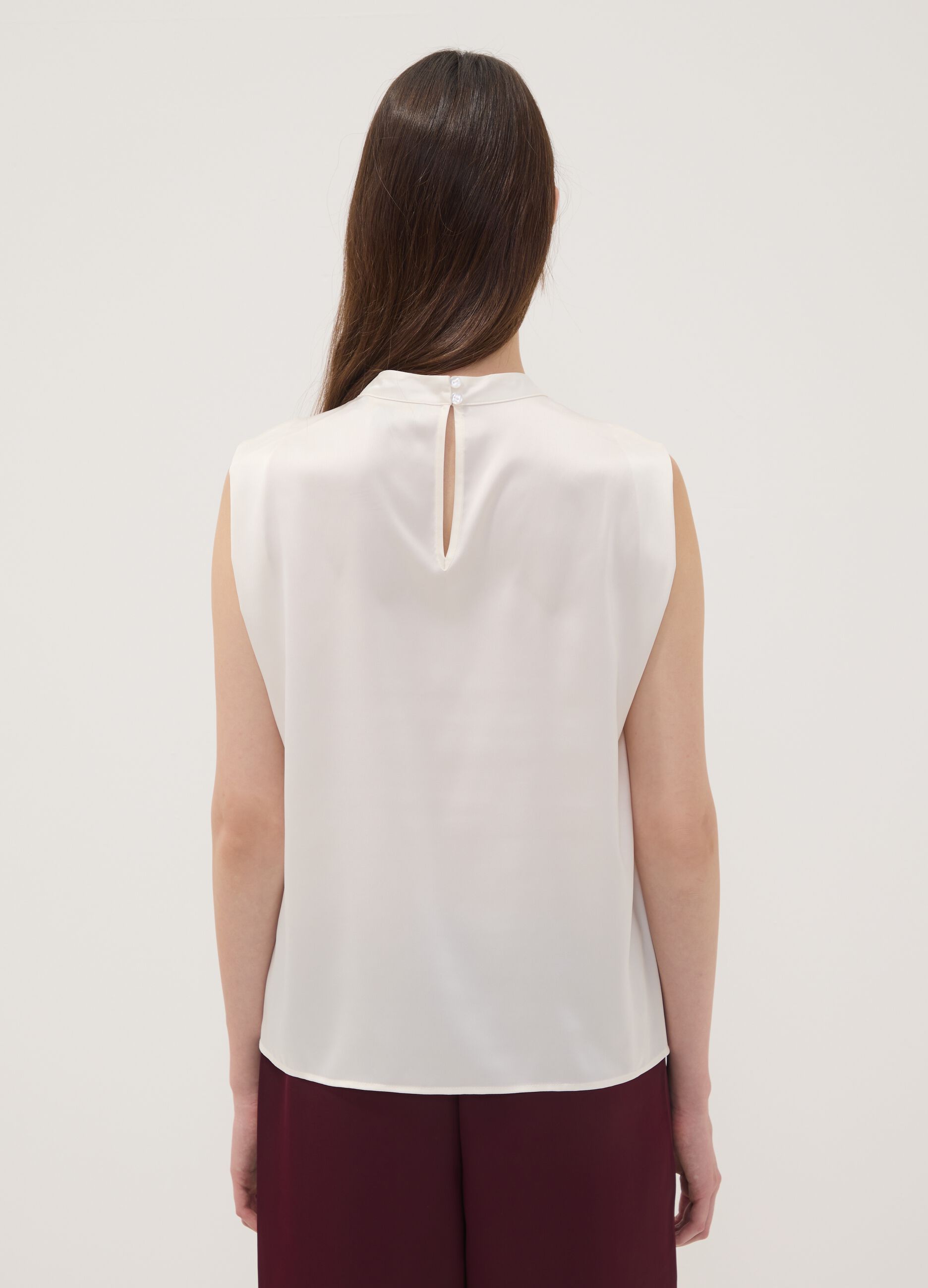 White stretch high-neck top