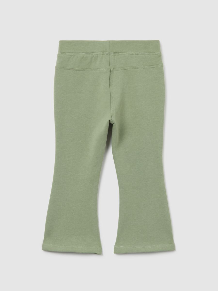 Girls' green slim fit elasticated cotton treggings_1