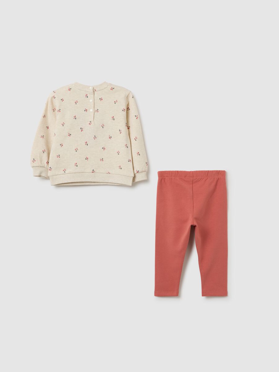 Girls' set in pure beige and pink cotton_1