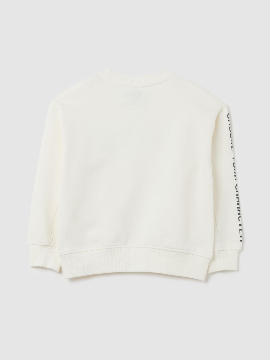 White pure cotton regular fit kids' sweatshirt with print_1
