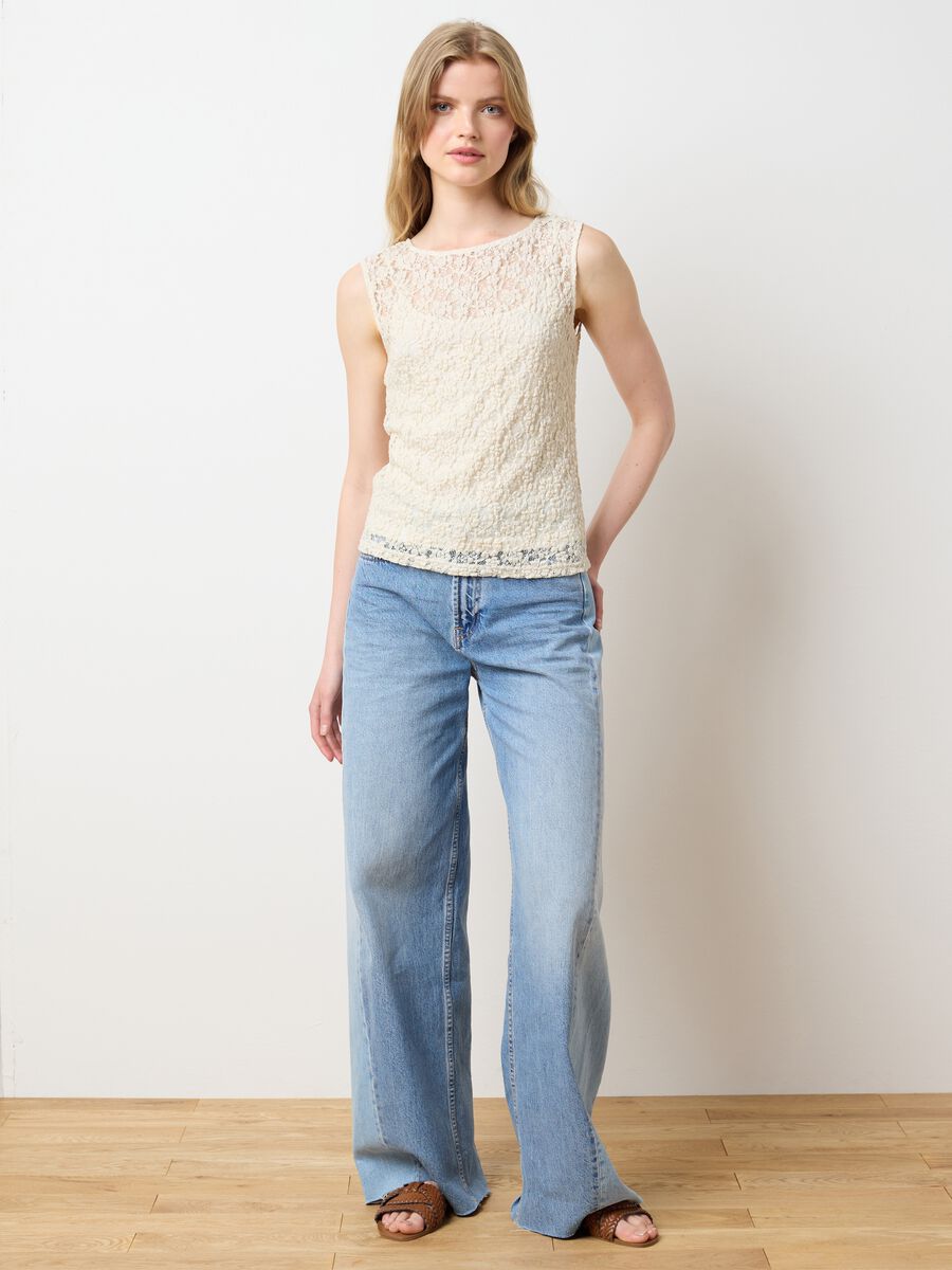 Women's beige lace fitted top_2