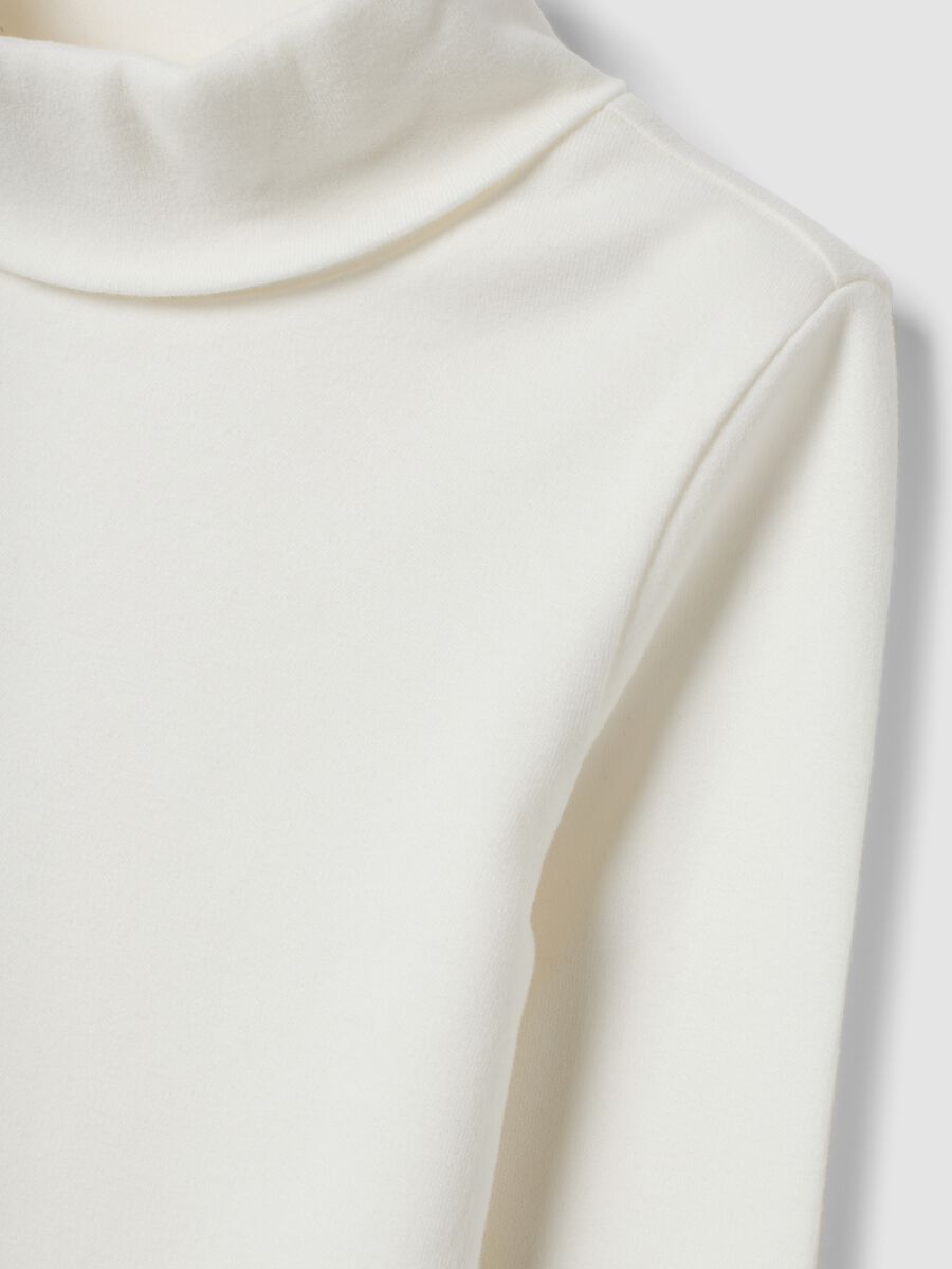 T-shirt bianca dolcevita in puro cotone regular fit_2