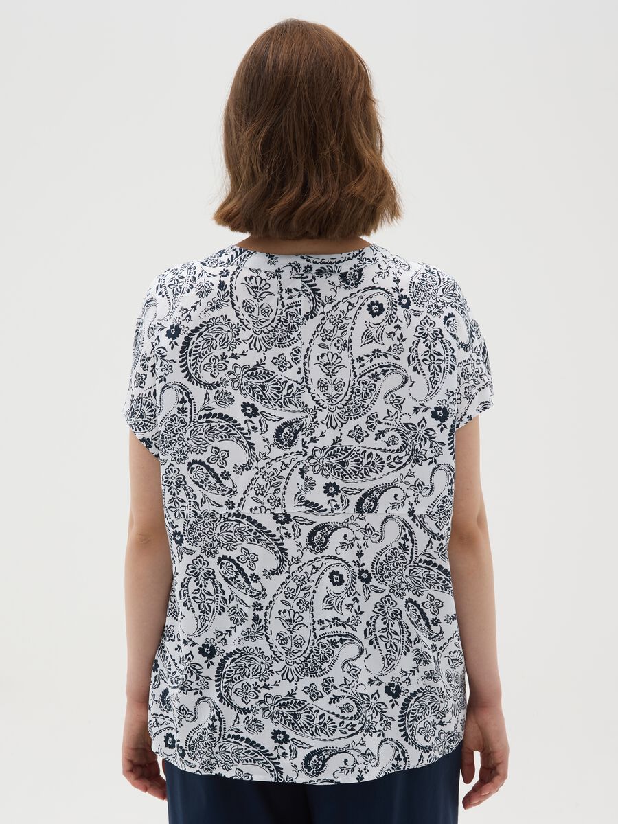 Women's short-sleeve shirt in pure multicolour viscose regular fit_3