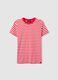 Red and white striped T-shirt with short sleeves_4