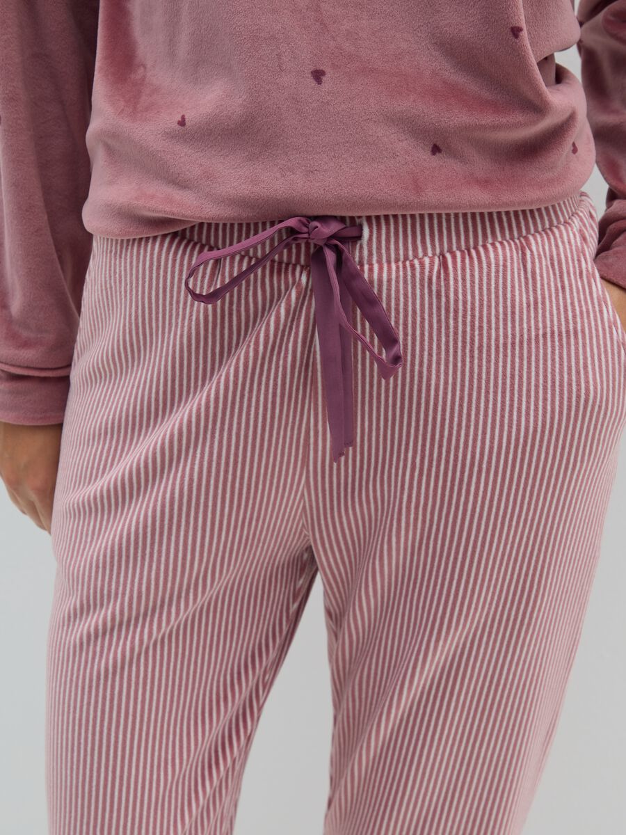 Pantaloni pigiama a righe rosa con coulisse regolabile_3