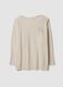 Beige viscose-blend jumper with rhinestones, regular fit_0
