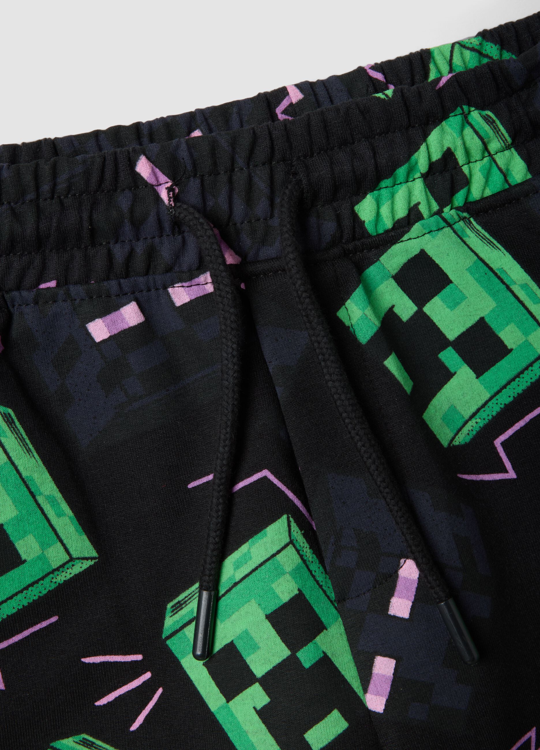 Multicolour cotton-blend boys&rsquo; shorts with Minecraft print