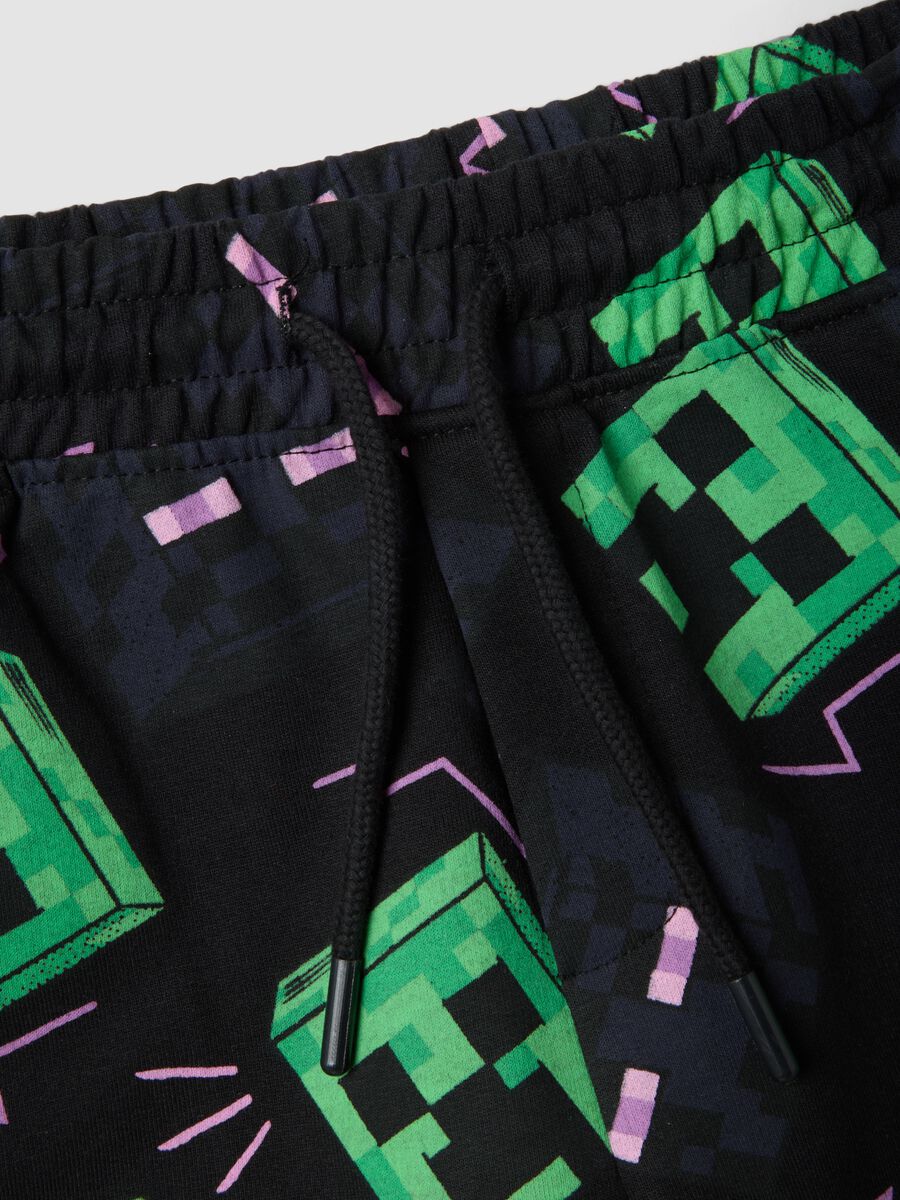 Shorts multicolor in misto cotone da bambino con stampa Minecraft_3