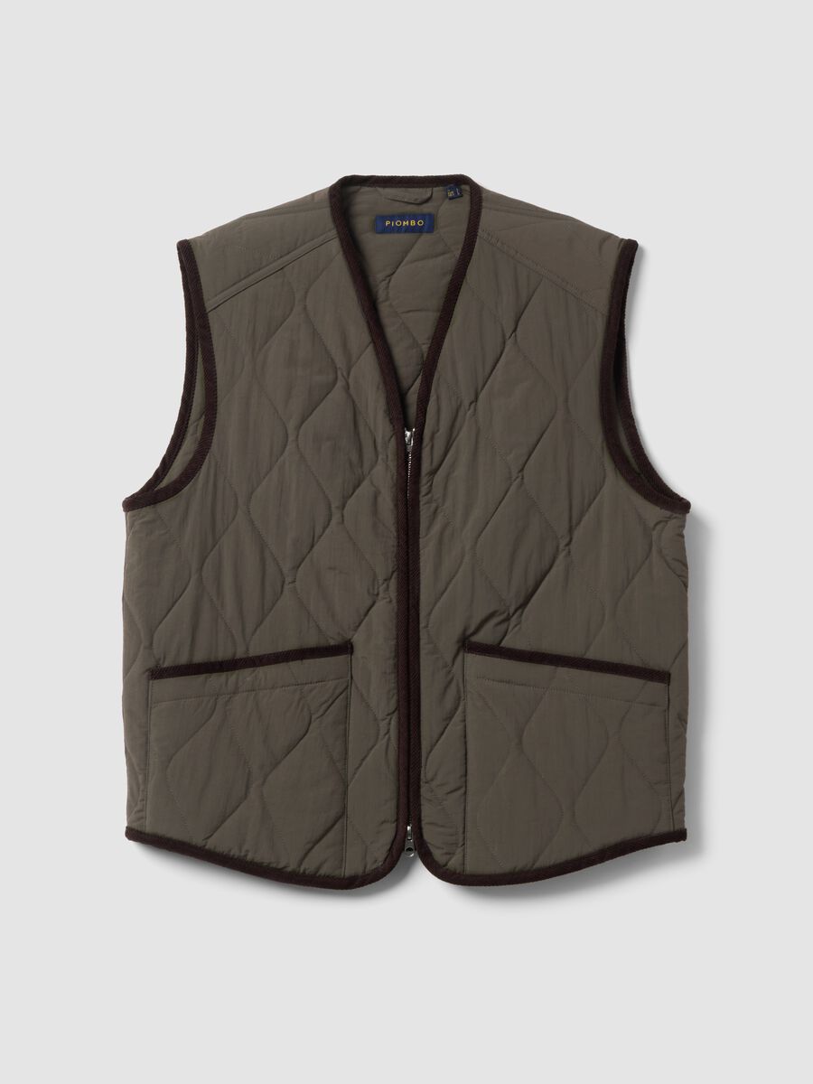 Green quilted gilet with zip, regular fit_4