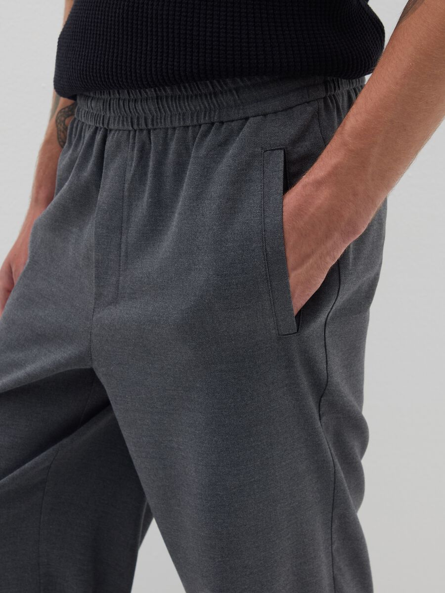 Grey Stretch Regular Fit Trousers_3