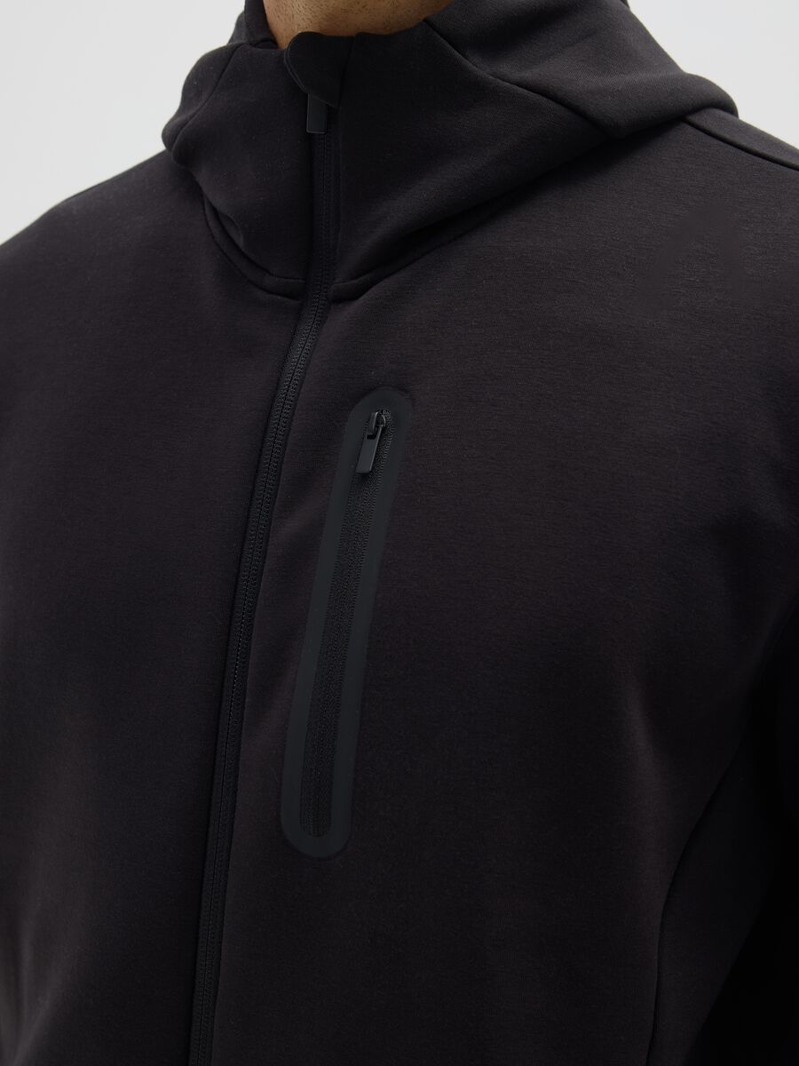 Black regular fit hoodie with zip_3
