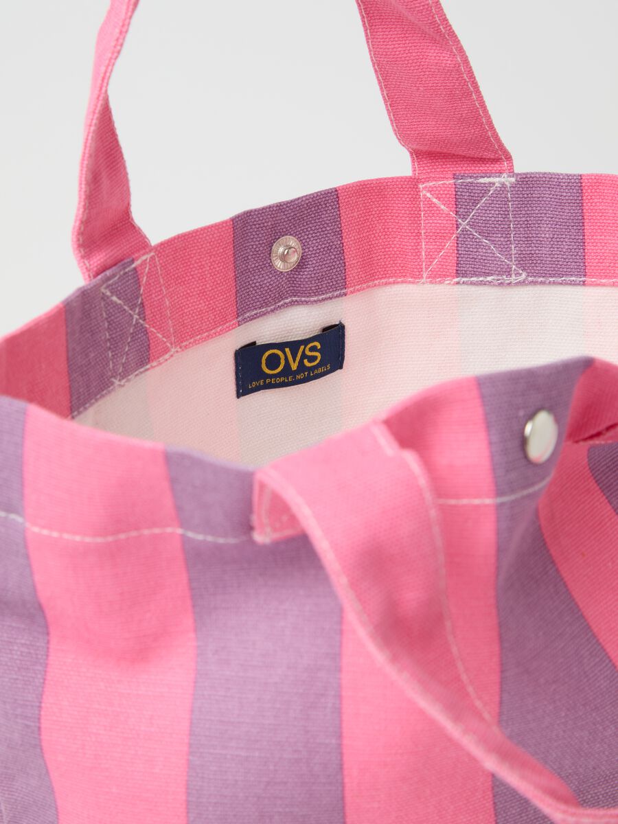 Pink and purple striped cotton beach bag_2