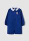 Blue girls&rsquo; school smock with kitten embroidery and classic collar_0