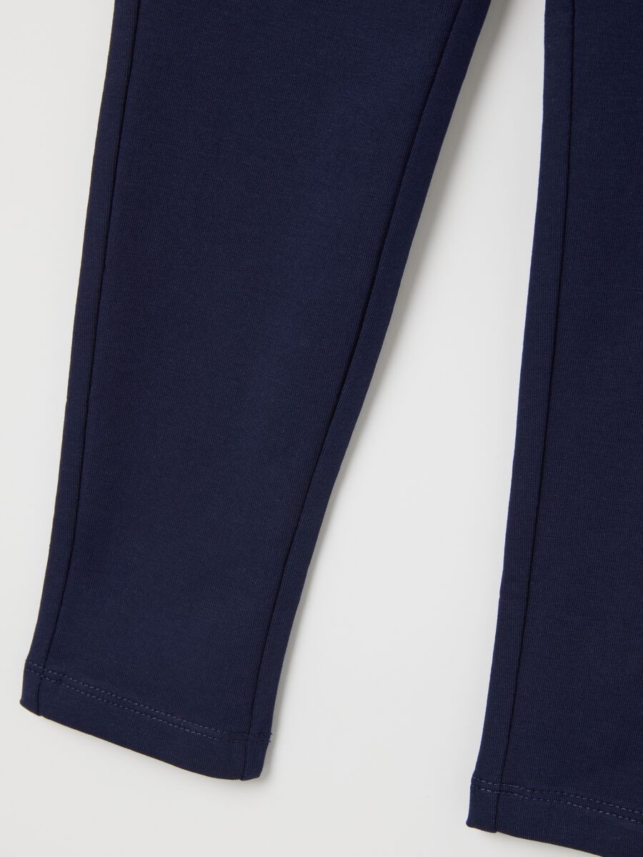 Girls' Blue Cotton Slim Fit Leggings_3