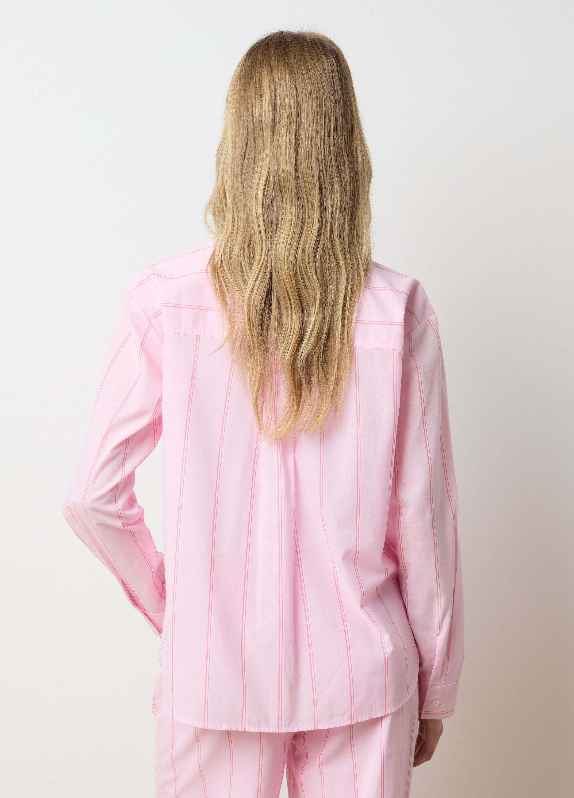 Women's pink pure cotton shirt regular fit with classic collar