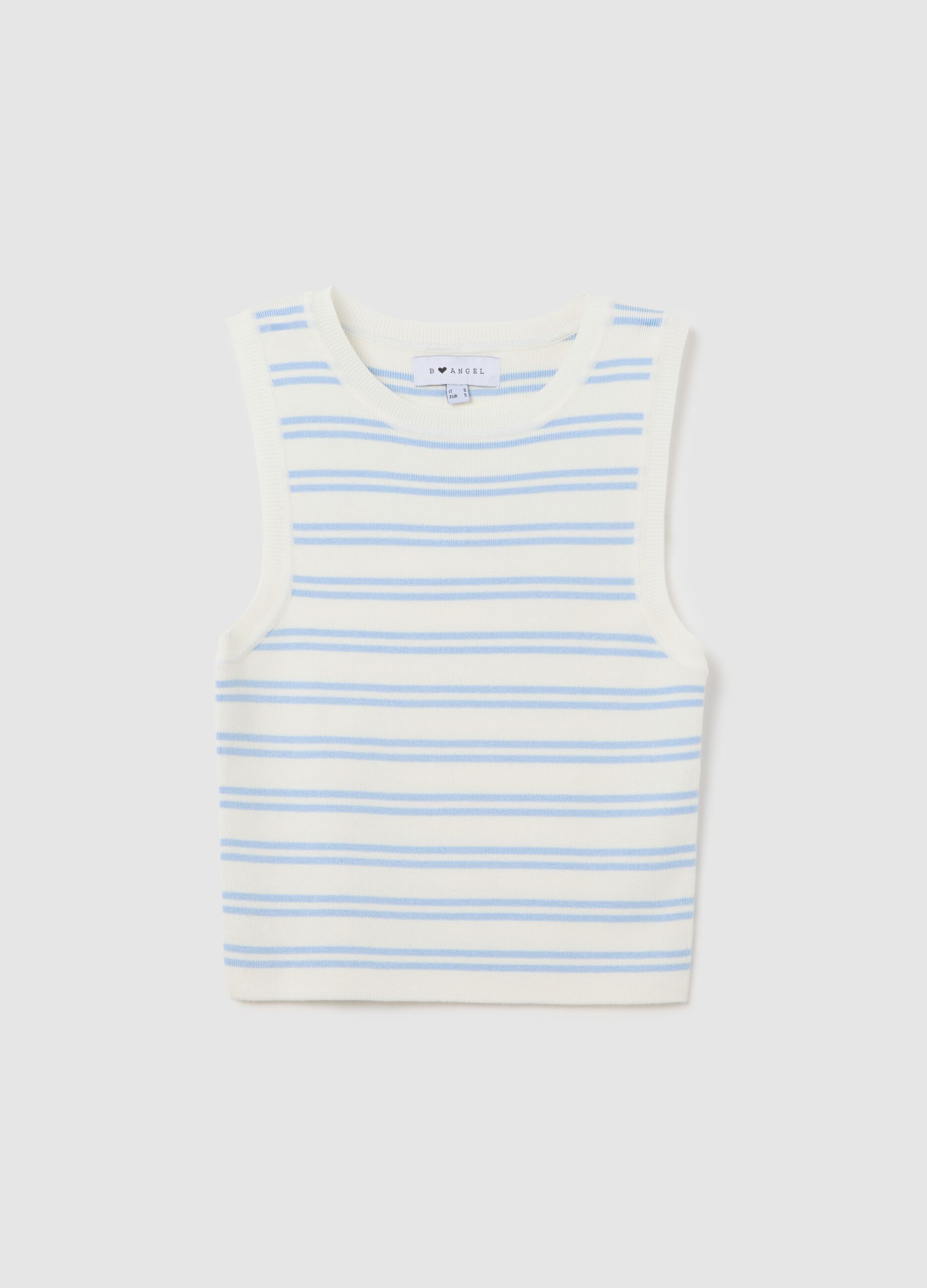 B.Angel Blue and White Striped Sleeveless Top