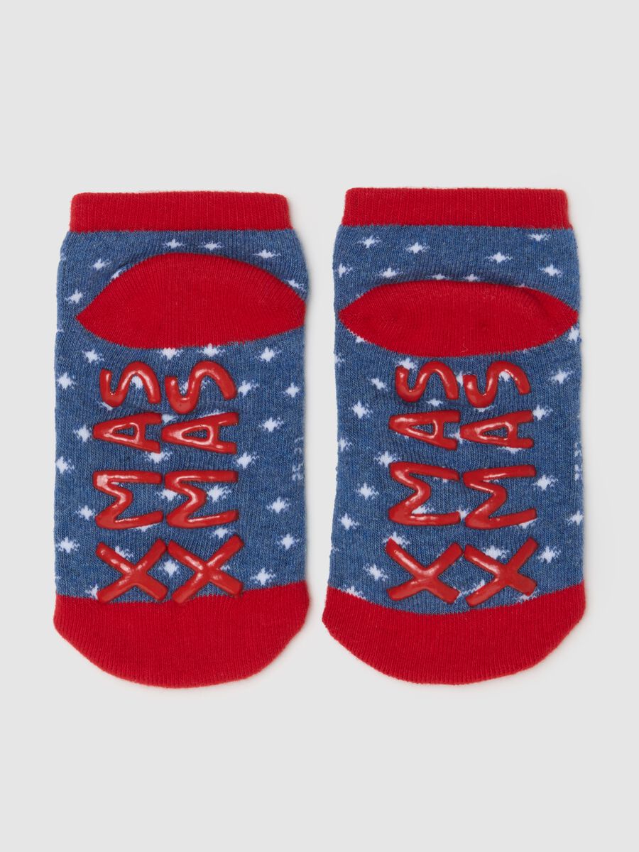 Children's Multicolour Christmas Anti-slip Socks in Cotton Blend_2