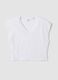 White pure cotton V-neck T-shirt_4