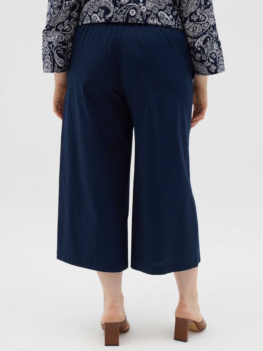 Wide Blue Stretch Cotton Trousers Mya_2