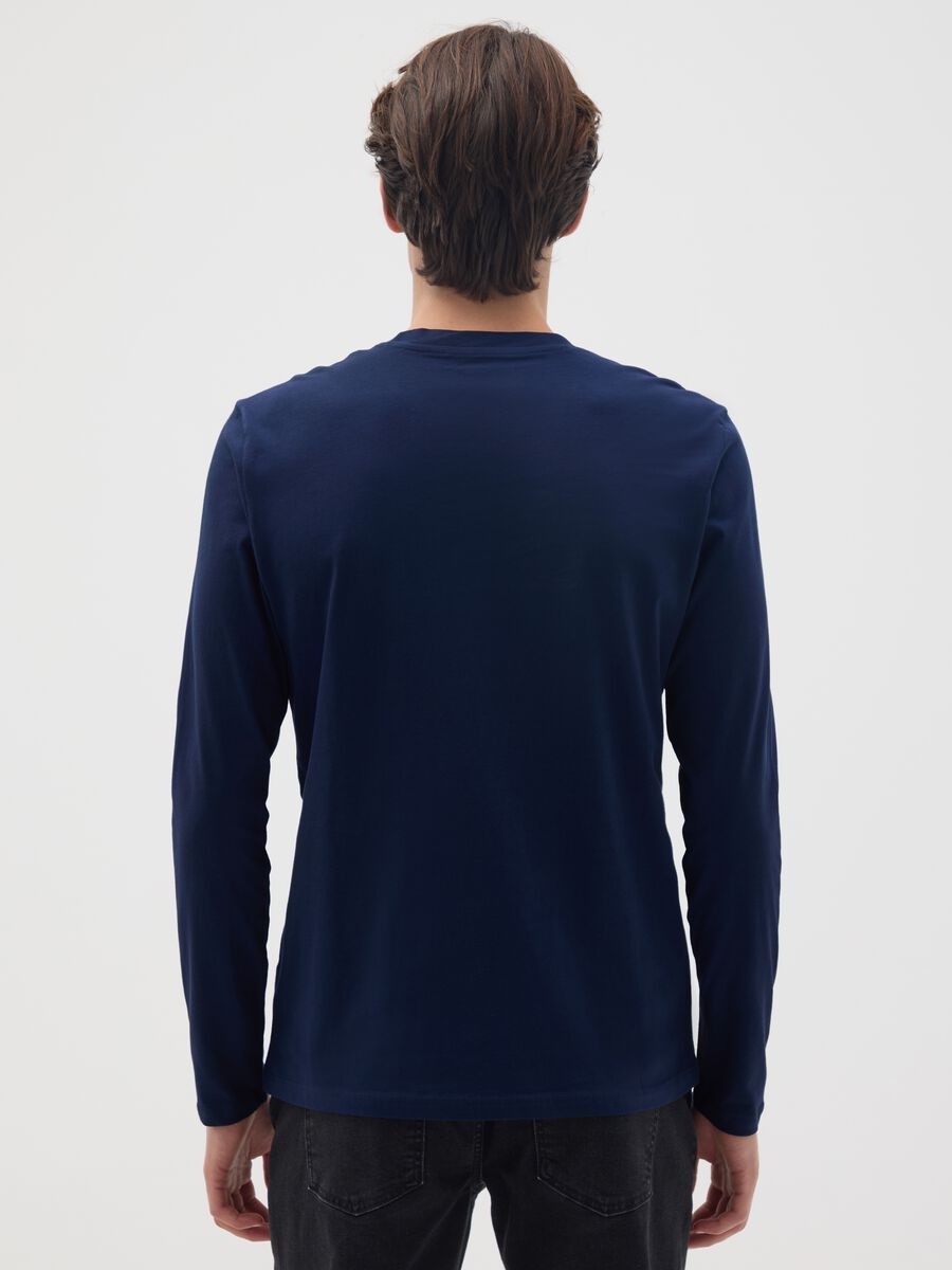 Maglia in puro cotone blu regular fit_2