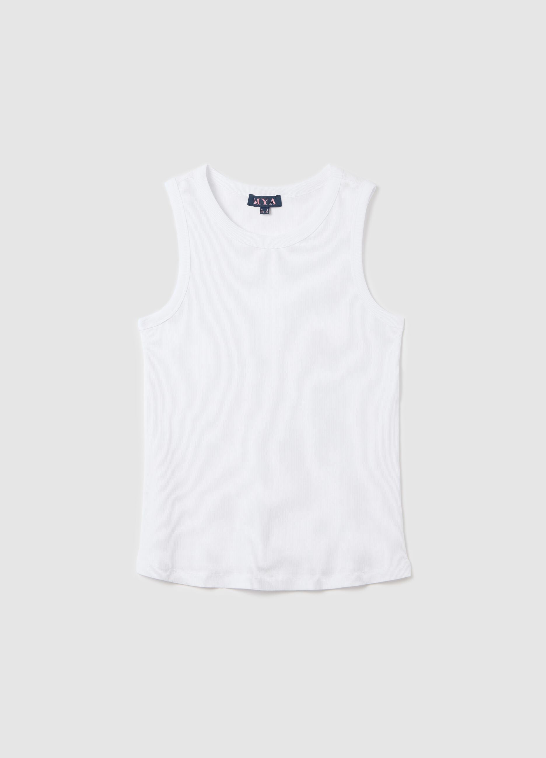White ribbed top
