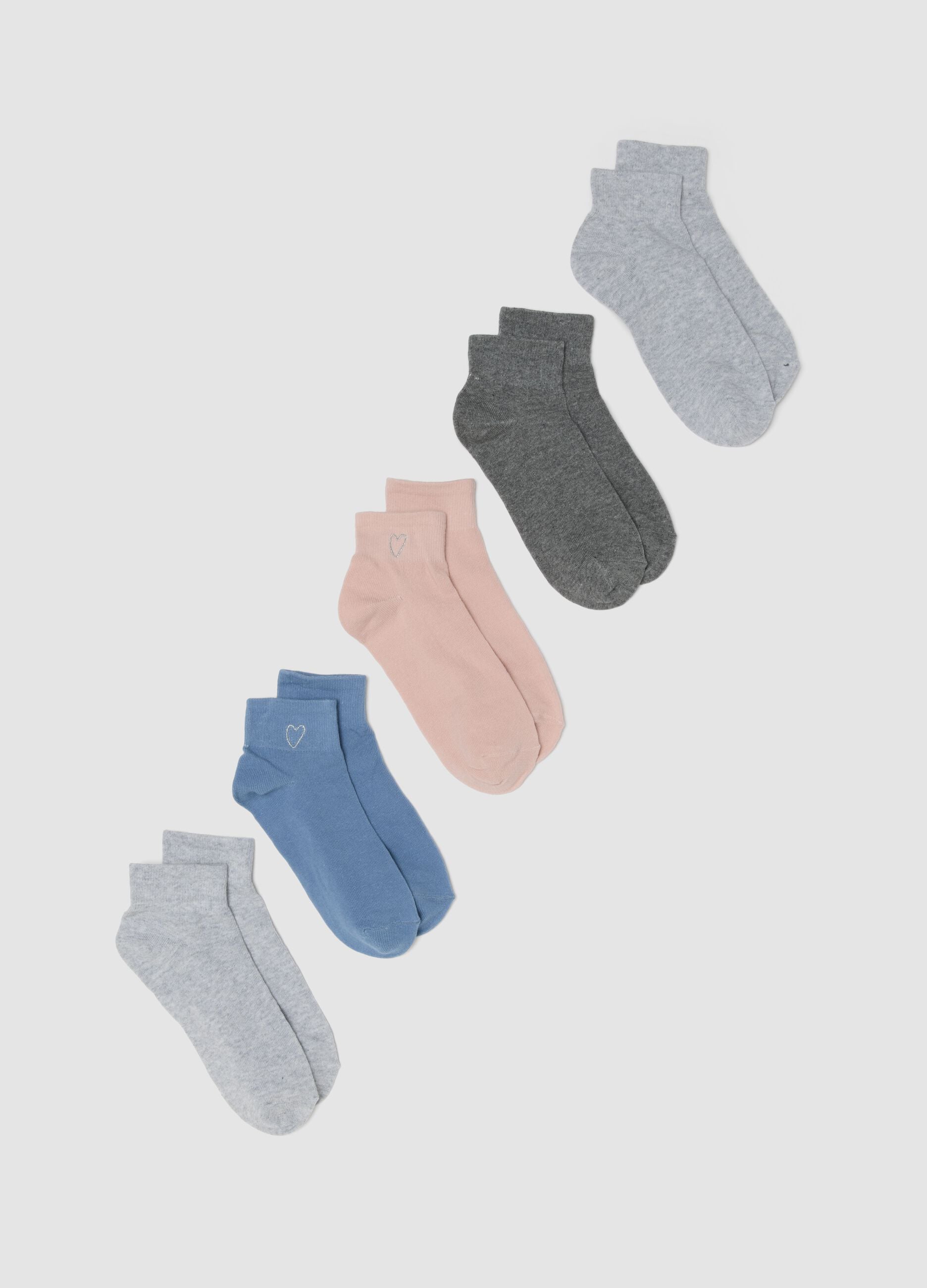 Pack of five multicoloured ankle socks in stretch cotton blend