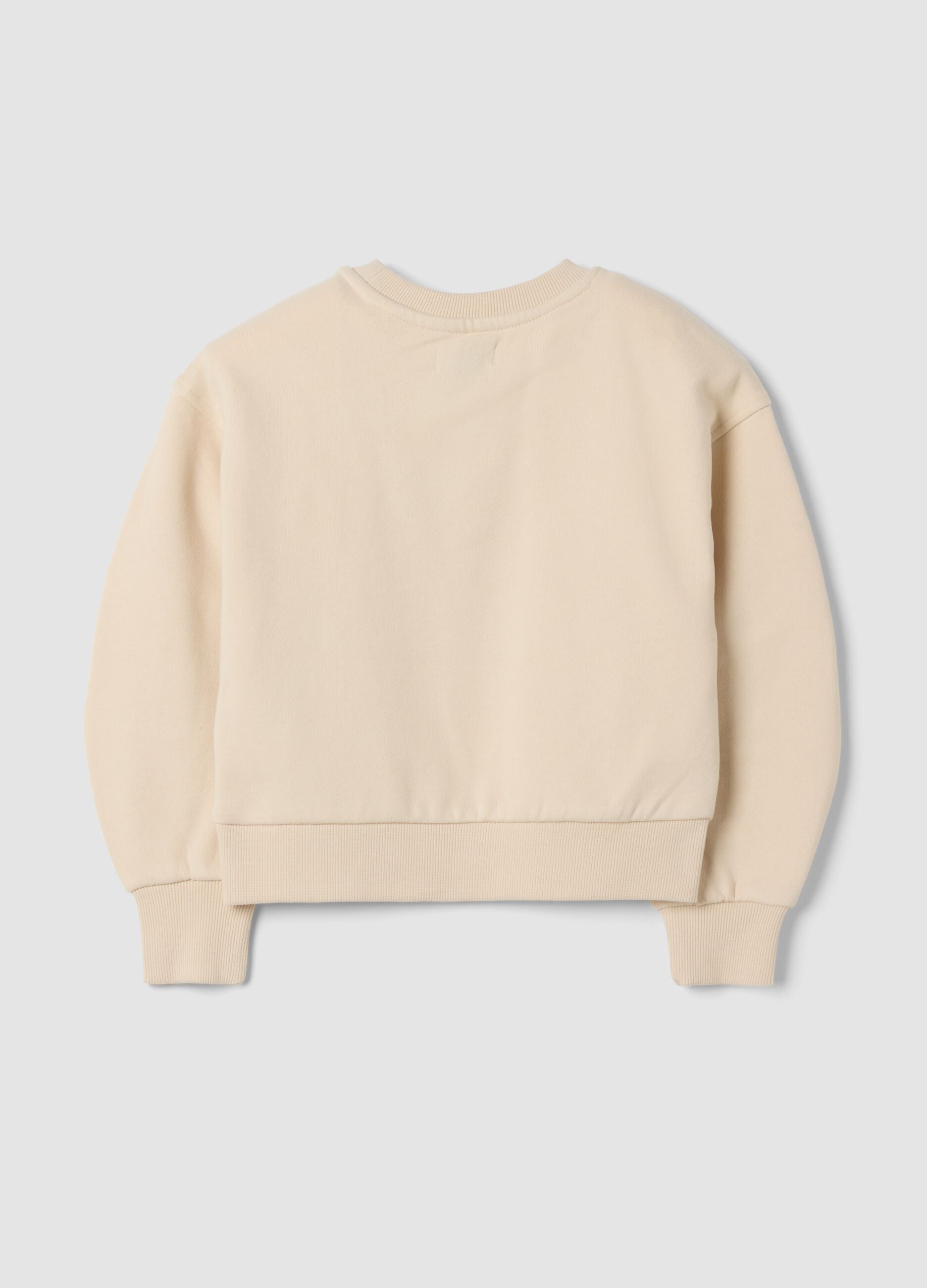 Sand cotton-blend crew-neck sweatshirt with heart print