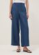 Dark blue pure lyocell palazzo trousers with elasticated waist and wide leg_1